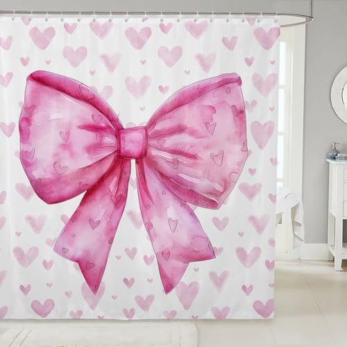 Manfei Pink Bowknot Girly Shower Curtains Princess Castle Tale Style