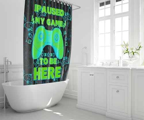 Gamer Shower Curtain Set with Rugs for Boys