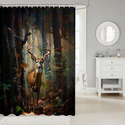 Feelyou Kids Deer dipped 72x72 kids bathroom curtain with 12 hooks