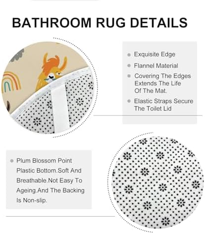 4PCS Cartoon Llama Bath Set with Non-Slip Rug U Toilet Covers