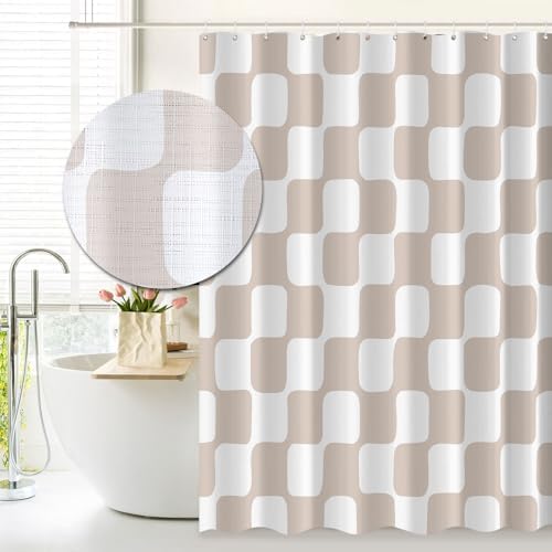 Retro-Checker Faux Linen Shower Curtains