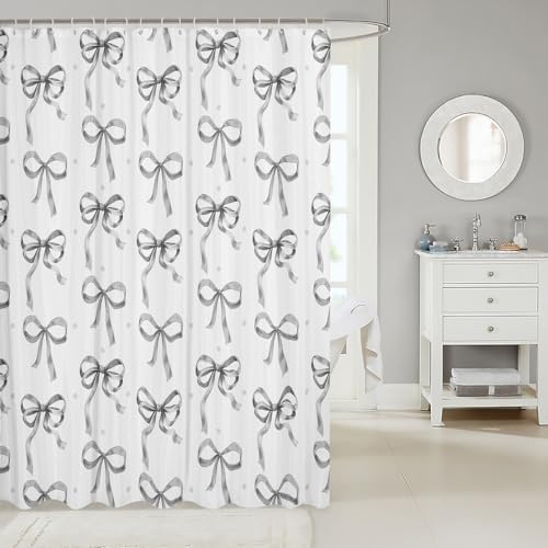 Feelyou Grey Bowknot Bath Curtain 72