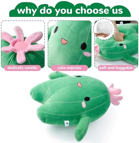 Cuddly Big Soft Cactus Plush Pillow and Blanket Set