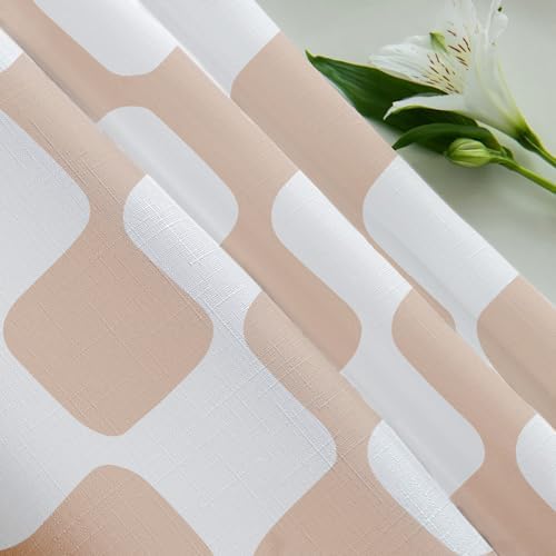 Retro-Checker Faux Linen Shower Curtains