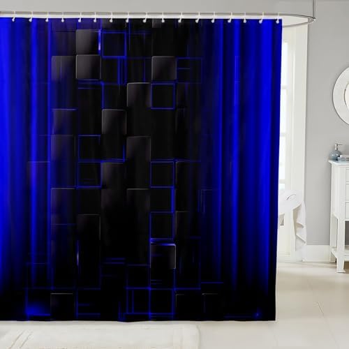Royal Blue Geometric Shower CURTAINS