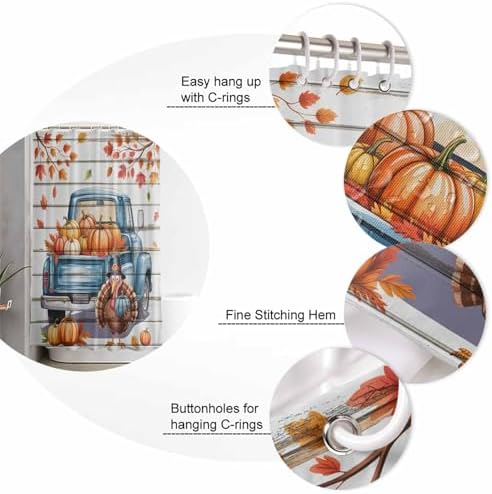 4-Piece Thanksgiving Fall shower curtain set waterproof