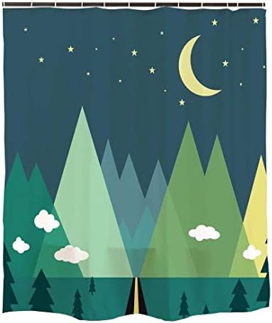 Ofat Home Green Mountain Forest Kids Shower Curtain Set