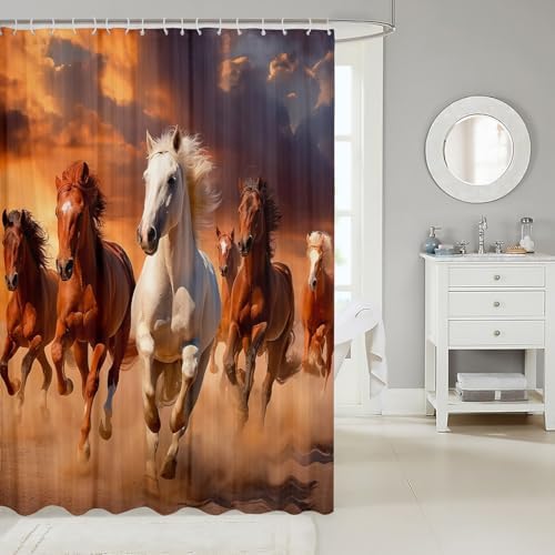 Feelyou Horse Bath Curtain Set 72x78 Kids Boys Girls