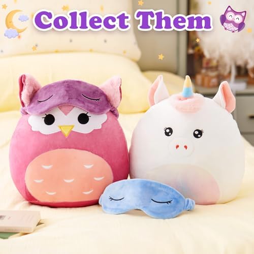 Cute Owl Plush Pillow with Mask Soft and Fun