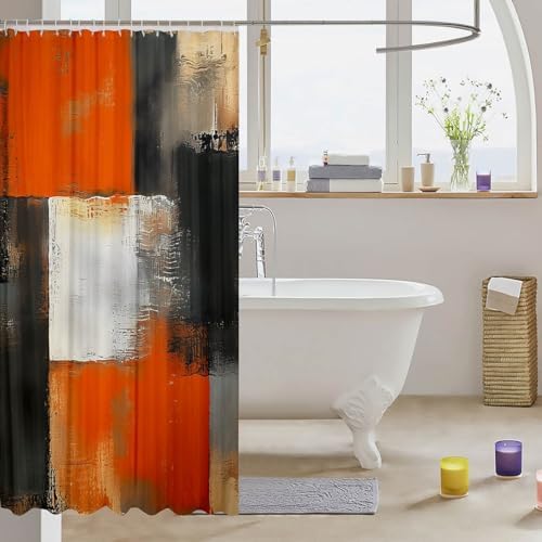 JoyeLiU Abstract Geometric Bath Curtain Set