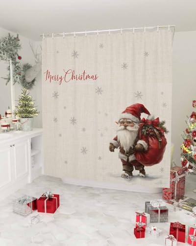 Anzona Waterproof Christmas Gnomes Shower Curtains