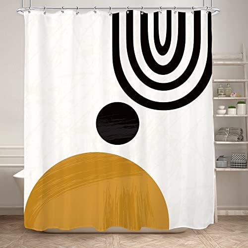 KOMLLEX Cute Mid Century Shower Curtain Set for Modern Aesthetics