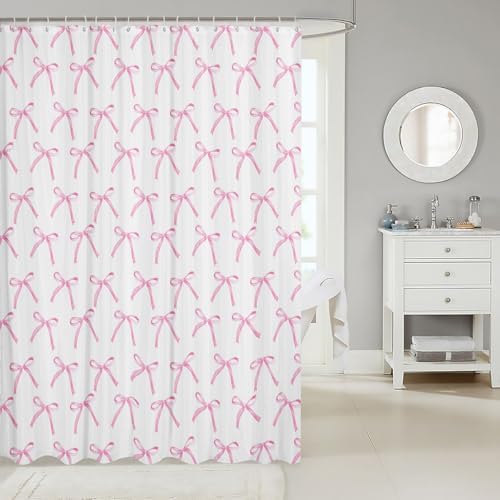Manfei Cartoon Bowknot Kids Shower Curtain Set