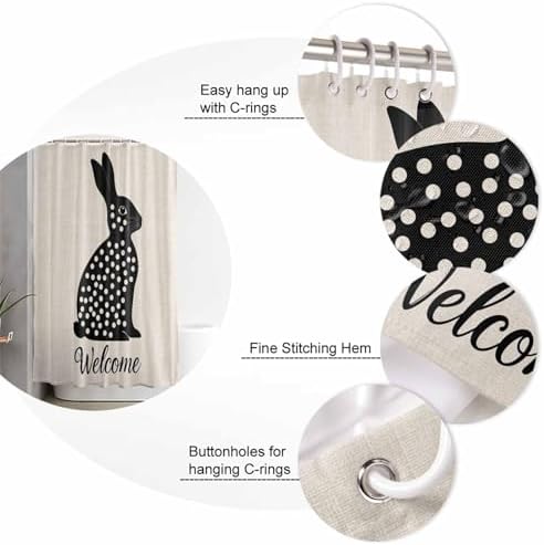 Easter Bunny Bathroom Set for Home Soft Waterproof Machine Washable Durable Cozy