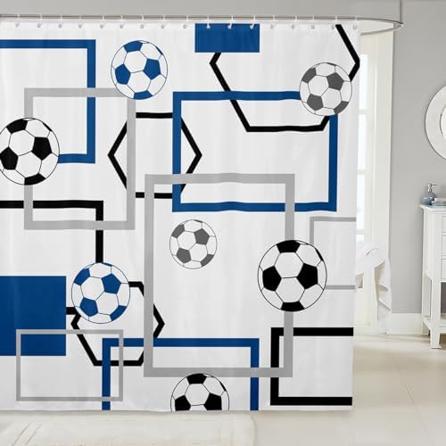 Manfei Soccer Game Kids Shower Curtain Set