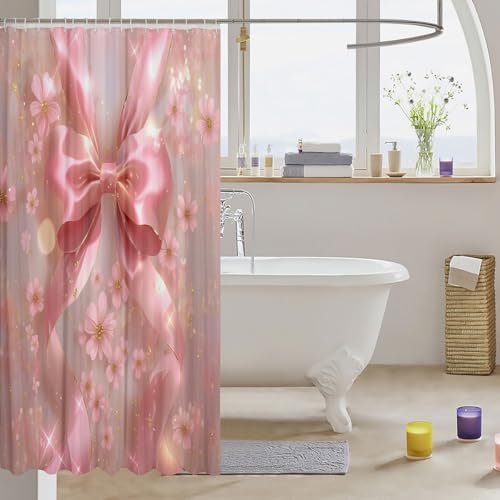 Manfei Pink Bow Shower Curtains BathROOM DECOR