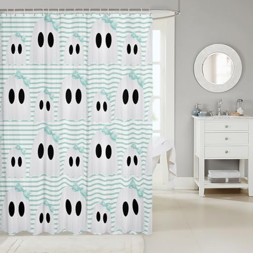 Manfei Happy Halloween Waterproof Shower Curtain 72W x 84H 12 Hook Set