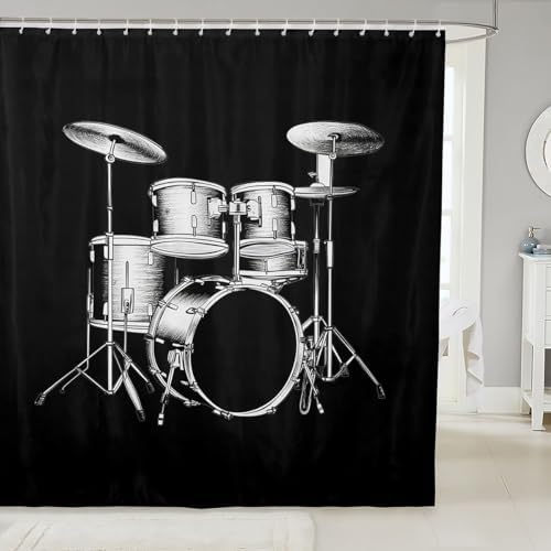Feelyou Drum Kit Shower Curtain for Kids