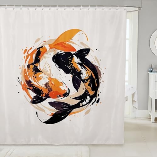 Jejeloiu Koi Fish 72x72 Japanese Style Waterproof shower curtain