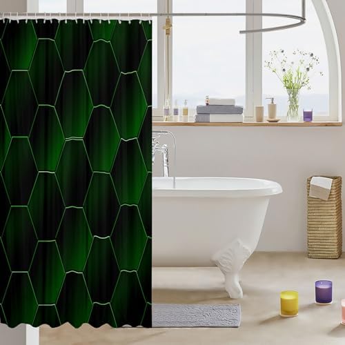 Feelyou Honeycomb Shower curtain 72x78 Set for Teens - Waterproof Machine Washable