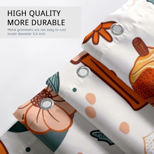 72x72 Beige Fall Food Shower Curtain Set