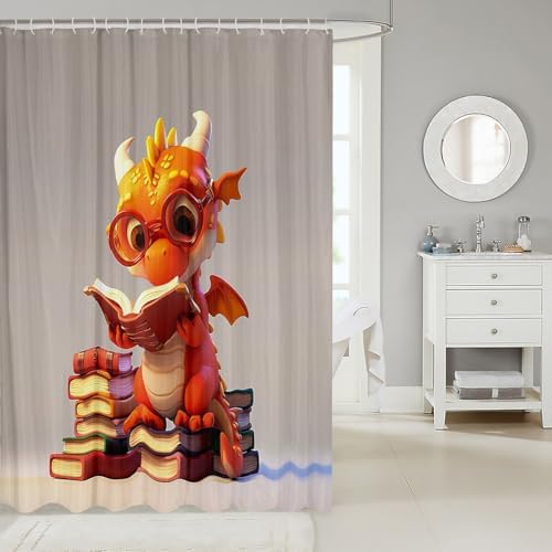 Feelyou Cartoon Dragon Bathroom Curtain - Unique Kids Bathroom Fun