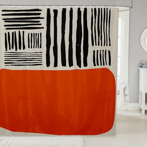 Feelyou 72x78 Orange Beige Abstract Shower Curtain