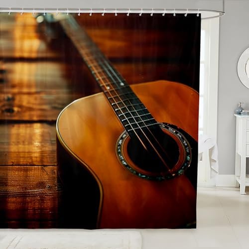 Guitar shower curtain set for kids feelyou musical 72x78 waterproofbath curtain