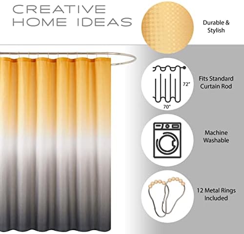 Creative Home Ideas Bath Set Shower Curtains Liners 16-Piece Golden YellowWhiteGrey Ombre