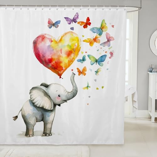 Feelyou Elephant Butterfly Bath Curtain 72x72
