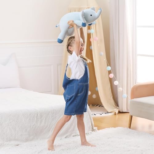 24 Blue Elephant Weighted Plush Toy - Hug Companion for Kids Adults