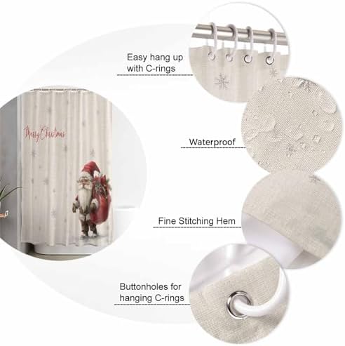 Anzona Waterproof Christmas Gnomes Shower Curtains