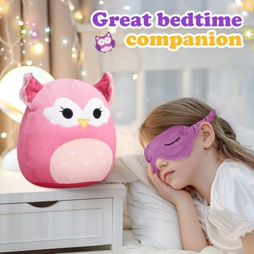Cute Owl Plush Pillow with Mask Soft and Fun
