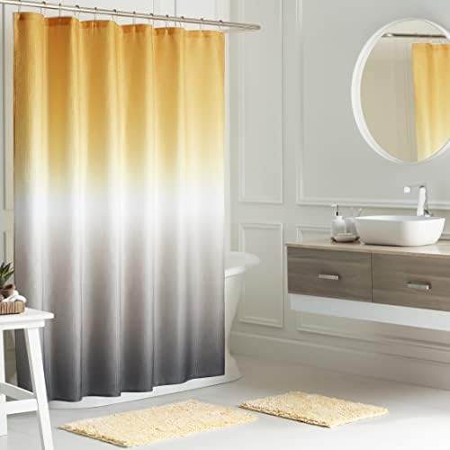 Creative Home Ideas Bath Set Shower Curtains Liners 16-Piece Golden YellowWhiteGrey Ombre