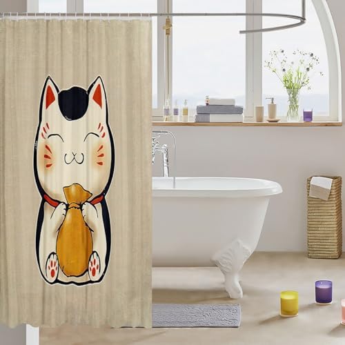 Japanese Cat Shower Curtain 72x84