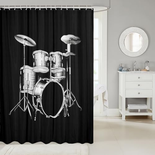 Feelyou Drum Kit Shower Curtain for Kids