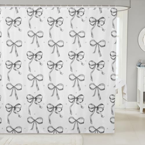 Feelyou Grey Bowknot Bath Curtain 72