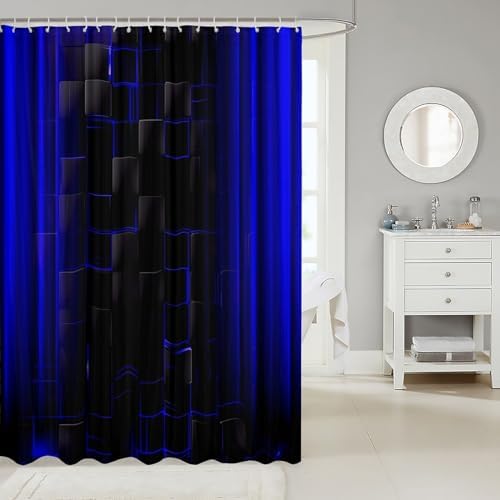 Royal Blue Geometric Shower CURTAINS
