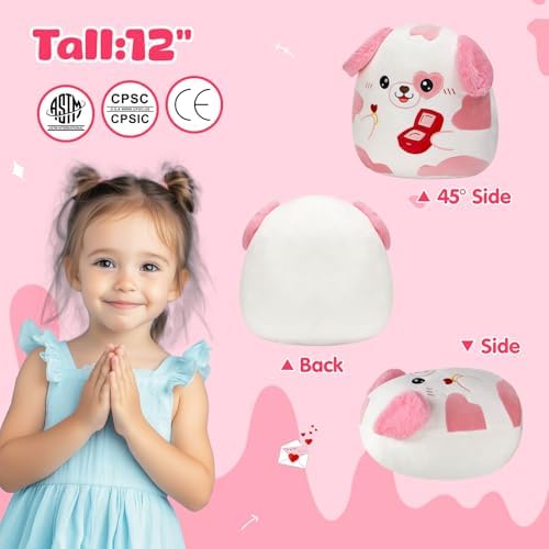 CUTE 12 HEART SHAPED PUPPING STUFFED ANIMALS for Valentines Gift