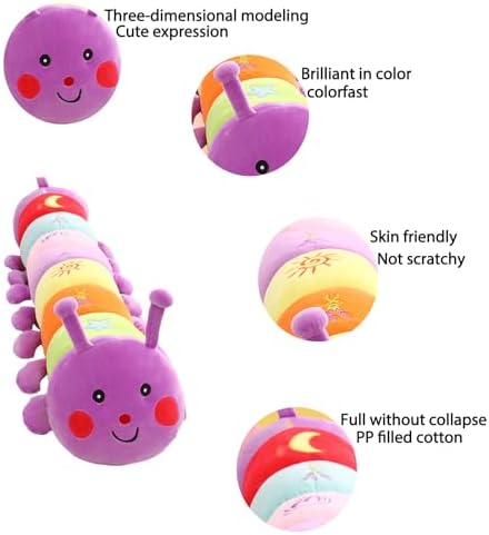 AUCooma 196 Catepillar Stuffed Animal Soft Plush Pillow for Kids and Adults