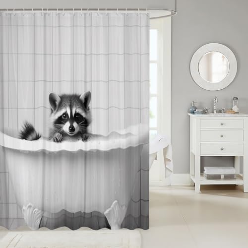 Feelyou Raccoon Shower Curtain 72x72 Set Cute for Kids