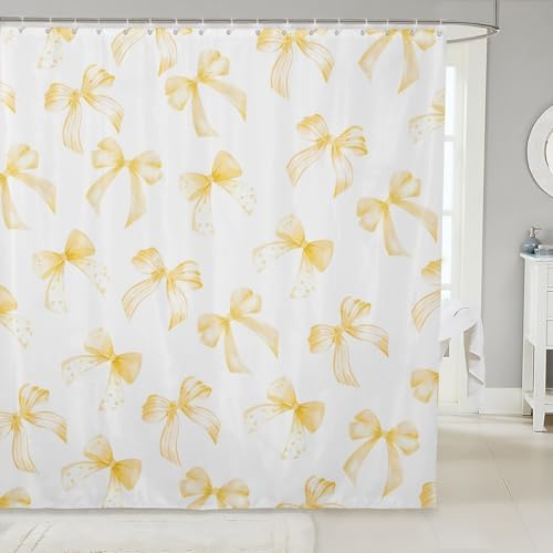 Feelyou Yellow Bow Bath Curtain for Kids