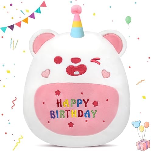 Birthday Bear Plush Pillow Toy