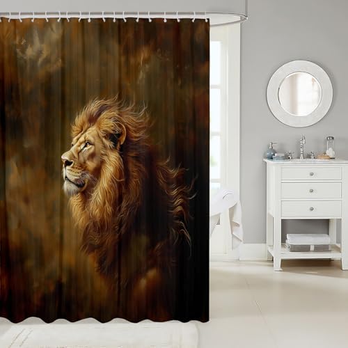 Feelyou Lion Shower Curtain 72x72 Safari Print Set