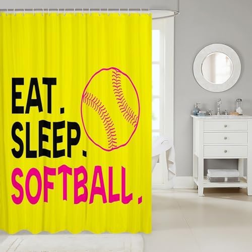 Feelyou Softball Shower Curtain Set Kids Fun Sports Theme 72x78