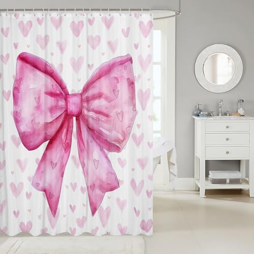 Manfei Pink Bowknot Girly Shower Curtains Princess Castle Tale Style