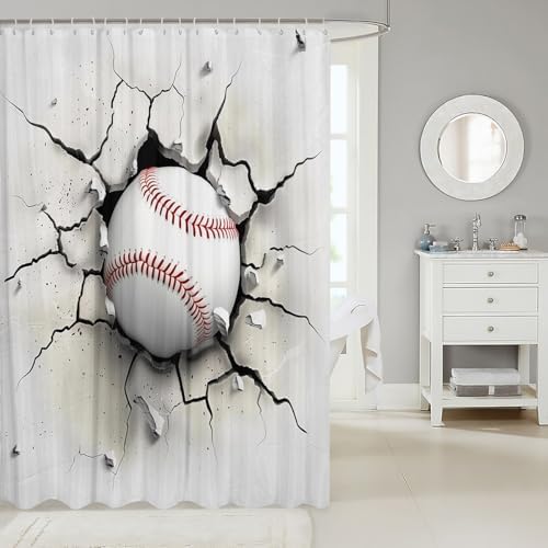 Feelyou Baseball Shower Curtain Set 72x78 Inches