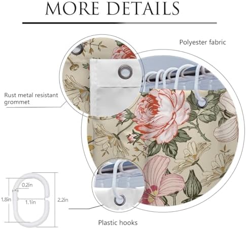 Coxila Pink Floral Shower Curtain Set