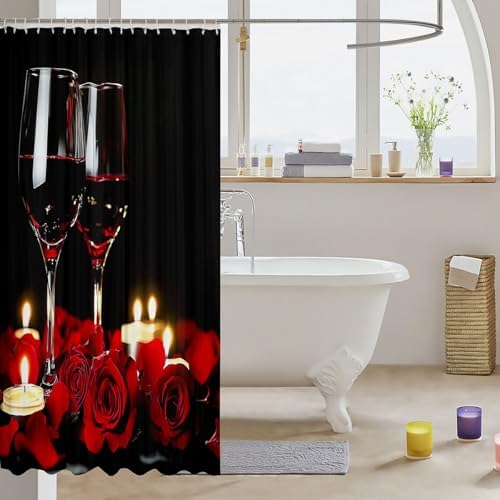 Feelyou Rose Red Wine Bath Curtains 72x72