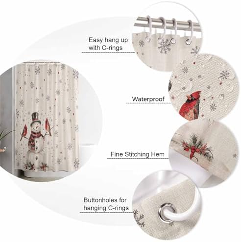 JasmineM Christmas Snowman Snowflake Shower Curtain Set